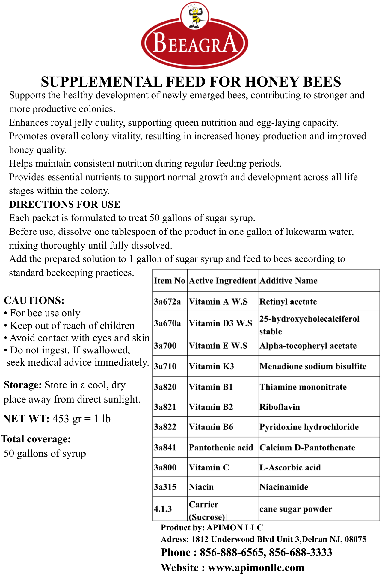 Beeagra — single pack (453 g / 1 lb)