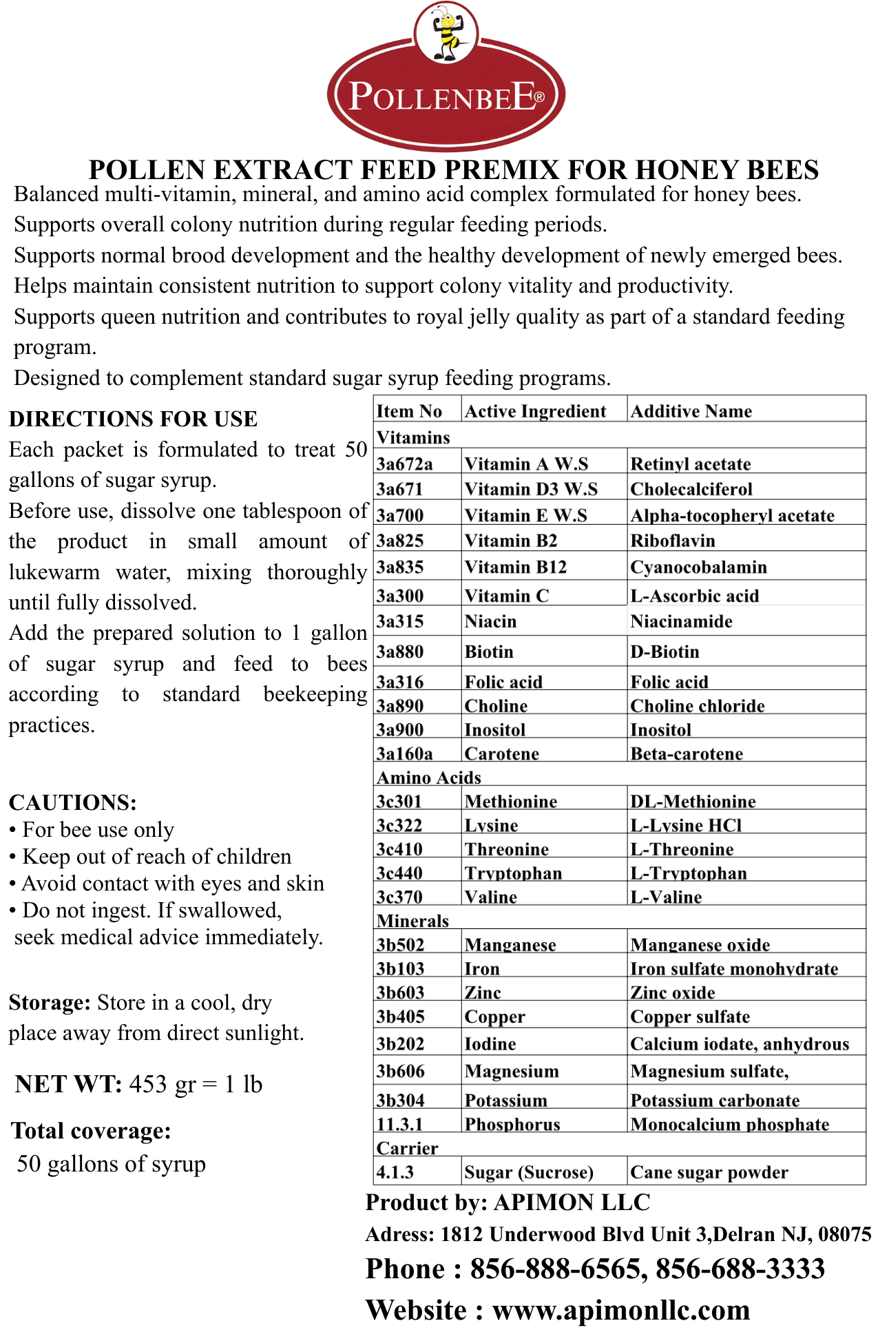Pollenbee — single pack (453 g / 1 lb)
